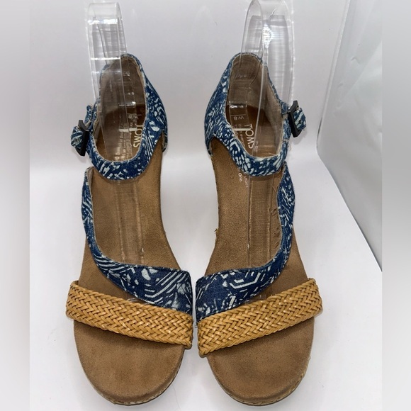 TOMS Blue Batik Clarissa Boho Wedge Sandals | Size 8 - Picture 4 of 14